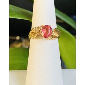 Vintage 1994 14K Yellow Gold Natural Peach Pink Tourmaline